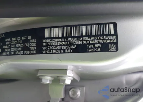 2016 Jeep Renegade Limited from USA, damaged, VIN ZACCJADT9GPC93146